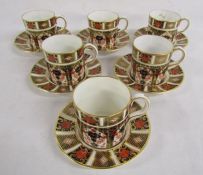 Royal Crown Derby 1128 Imari pattern 6 coffee cans and saucers