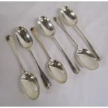 6 rat tail silver desert spoons London circa 1928 - total weight 10.65ozt