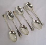 6 rat tail silver desert spoons London circa 1928 - total weight 10.65ozt