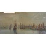 Sailing boat and ship watercolour signed Arolsman approx. 67cm x 41cm