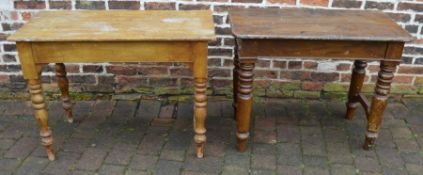 2 Victorian scumbled pine serving tables