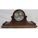 Edwardian Napoleon hat mahogany mantel clock with silver dial