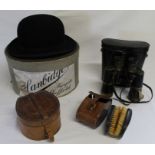 Pair of early 20th century Voigtlander brass binoculars 7x 50 marked 2347 N with leather case,