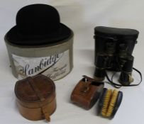 Pair of early 20th century Voigtlander brass binoculars 7x 50 marked 2347 N with leather case,