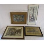 4 framed prints - 'Shoreline Cottages' after Sutcliffe - 'North View of Whitby Abbey' - 'Saving