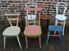 5 bentwood chairs, a 1960's chair & a painted stool