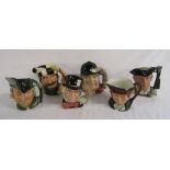 Royal Doulton character jugs - Robin Hood, Trapper, Mad Hatter, Gone Away, Old Charley and Gunsmith