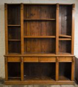 Large Victorian carved oak bookcase Ht 225 L 197cm D 46cm