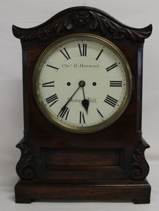 Willilam IV bracket clock in rosewood by Chas B Hammond Notting Hill, 43.5cm h x 17cm d x 31cm w