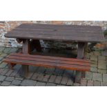 Wooden picnic table & bench L 152cn W 137cm