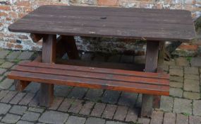 Wooden picnic table & bench L 152cn W 137cm