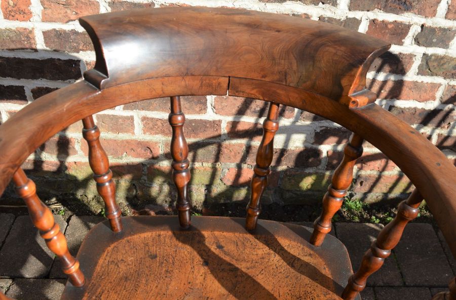 *Victorian yew wood smokers bow chair.  This lot is subject to VAT. - Image 2 of 5