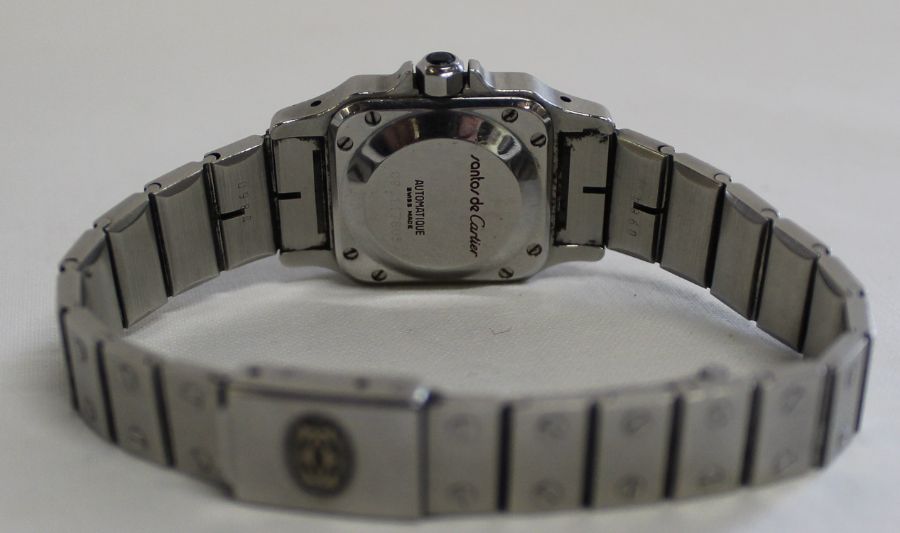 Ladies Santos de Cartier automatic stainless steel wristwatch on an industrial style strap, - Image 3 of 4