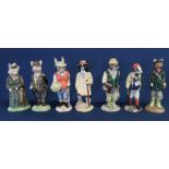 Set of 7 Beswick English Country Folk figurines: Huntsman Fox, Hiker Badger, Fisherman Otter,