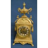Gilded French clock (missing pendulum) Ht 31cm W 17cm