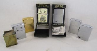 Collection of Zippo lighters and one brass lighter