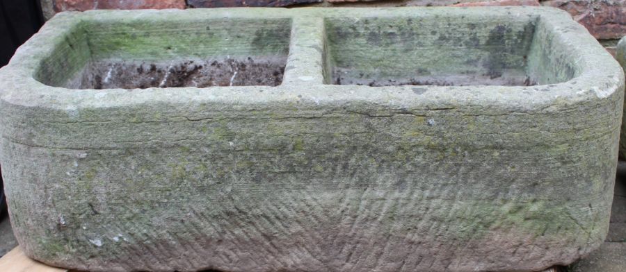 Stone two part trough 80cm w x 43cm d