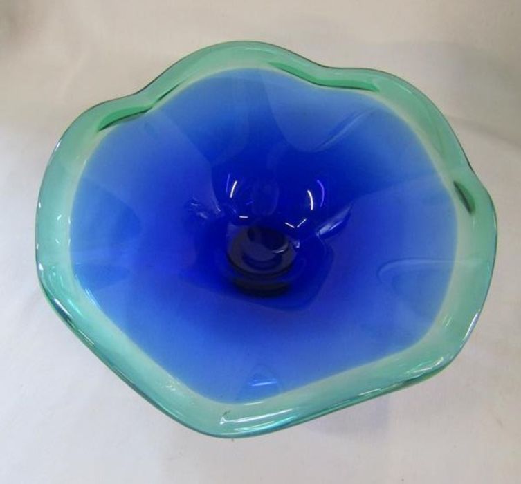 J.H Measures & Sons syphon bottle, blue and green glass bowl, lidded trinket pot and chromium tray - Image 2 of 7
