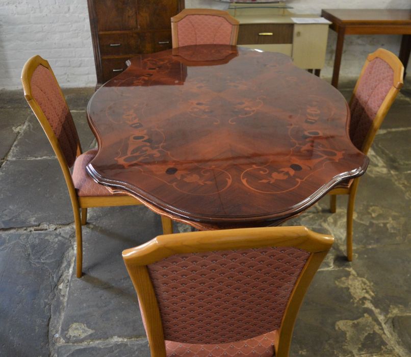 Italian inlaid dining table 173cm by 108cm & 4 chairs