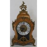 Large Italian inlaid antique style clock with German movement, height 57.5cm