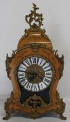 Large Italian inlaid antique style clock with German movement, height 57.5cm