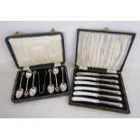 Cased set of Sheffield 1931 Viners silver handled butter knives also a cased set of Birmingham