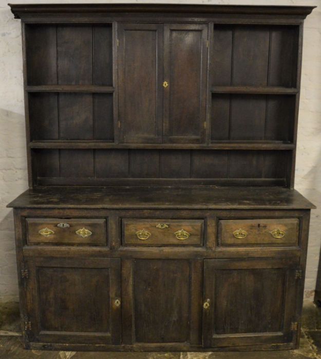 18th century oak dresser with brass handles