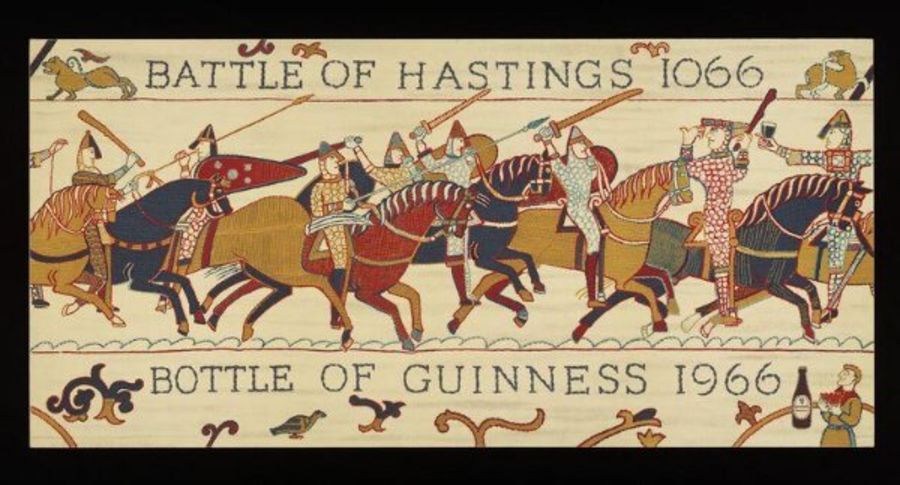 Rare 1966 billboard poster for Guinness (in twelve sections) featuring a scene from the Bayeux - Image 4 of 4