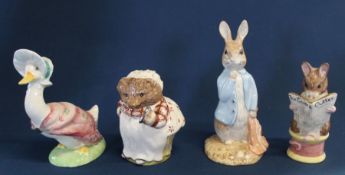 2 sets of Beswick Ware large size gold limited edition Beatrix Potter figurines : Jemima Puddle-duck
