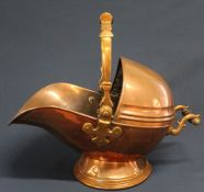 Copper helmet coal scuttle