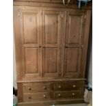 Large pine wardrobe Ht 223cm L 156cm D 56cm