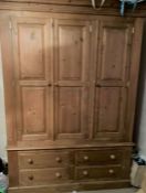 Large pine wardrobe Ht 223cm L 156cm D 56cm