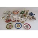 Various Limoges porcelain, trinket boxes, thimbles and miniature Wedgwood teapot etc