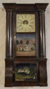 19th century American wall clock by Birge, Peck & Co. with an 8 day twin weight movement Ht 83cm W
