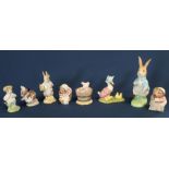 Royal Albert Beatrix Potter Mrs Tiggy Winkle figurine and large Peter Rabbit (damaged) & 6 Beswick