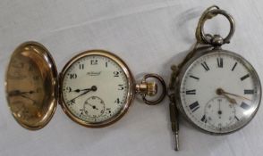 Gold plated "The Consol" hunter pocket watch in Dennison case and silver open face pocket watch -