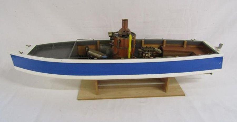 Scale model of 'The African Queen' with stand approx. 87cm long