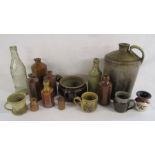 Stoneware bottles includes Maltby & Co Spilsby Ginger Beer, Handsley Wainfleet and a glass bottle