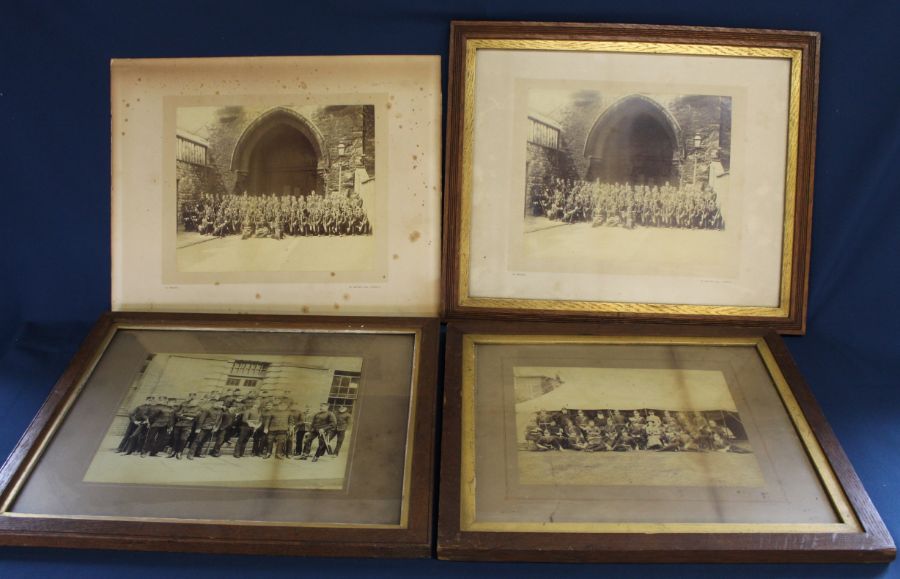 Four large black & white photographs (3 framed) depicting Police  / Military outside Lincoln Castle,