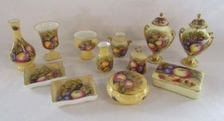 Collection of Aynsley Orchard Gold small collectables includes goblet, trinket tray and lidded