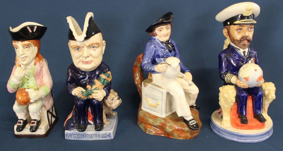 Four Kevin Francis limited edition Toby Jugs: "The American Sailor" 197 / 250, "The George V" 48 /