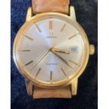 Gold plated Omega Geneve gents wristwatch with date aperture