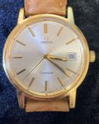 Gold plated Omega Geneve gents wristwatch with date aperture