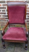 Victorian mahogany open armchair