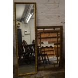 2 gilt frame rectangular mirrors 125cm by 35cm & 83cm by 52cm