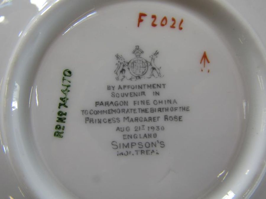 Collection of Coronation ware includes birth of Princess Margaret Rose cream saucer, Aynsley twin - Image 3 of 7