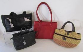 Radley handbags canvas with leather, leather and a straw bag also a red leather Osprey handbag