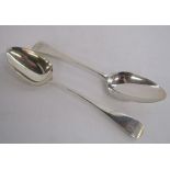 Pair of possibly Charles Chesterman London 1823 silver serving spoons - total weight 3.92ozt
