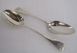 Pair of possibly Charles Chesterman London 1823 silver serving spoons - total weight 3.92ozt