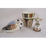 Royal Crown Derby owl paperweight - Imari Evening star mug and Ave Maria limited edition angel